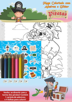 Piratas - Mega colorindo com adesivos e glitter