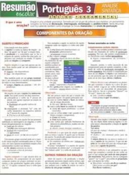 RESUMAO: PORTUGUES 3 - ANALISE SINTATICA
