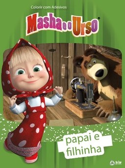 Masha e o urso: colorir com adesivos - Papai e filhinha