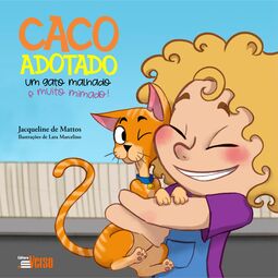 Caco adotado, um gato malhado emuito mimado