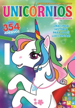 Unicórnios: megaprancheta para colorir com adesivos