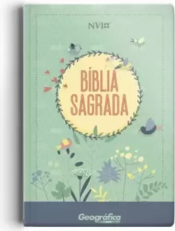 Bíblia NVI grande Novo Testamento - 2 cores capa semi luxo verde água floral