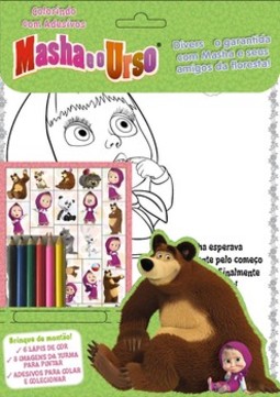 Masha e o urso: colorindo com adesivos