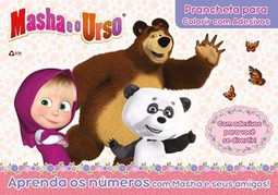 Masha e o urso: prancheta para colorir com adesivos