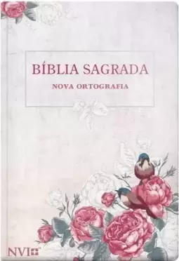 Bíblia NVI gigante Novo Testamento - 2 cores capa semi luxo rosas e pássaros