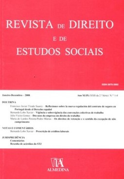 Revista de direito e de estudos sociais: ano XLIX (XXII da 2ª série) - N.ºs 1-4