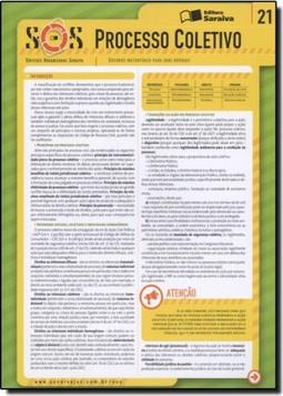 Colecao Sos - Sinteses Organizadas Saraiva Vol. 21 - Processo Coletivo