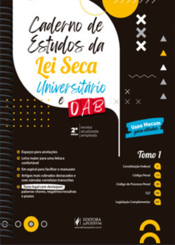 Caderno de estudos da lei seca universitário e OAB