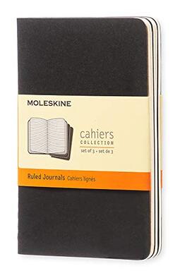 Caderneta Cahier, Preta, Conjunto com 3 Unidades, Pautada, Tamanho Bolso