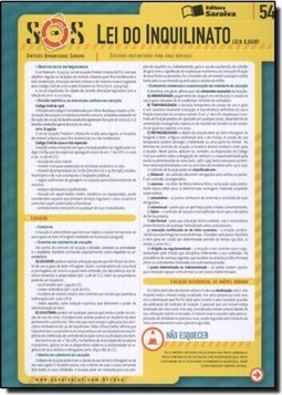 Colecao Sos - Sinteses Organizadas Saraiva Vol. 54 Lei Do Inquilinato